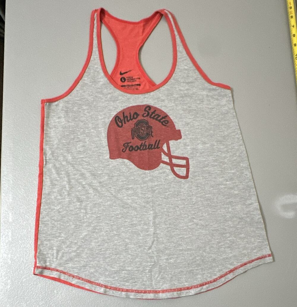 Nike Ohio State Buckeyes Football Racerback Tank Shirt Size L Gray Red